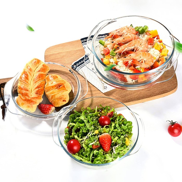 Glass Transparent Round Casserole with Lid