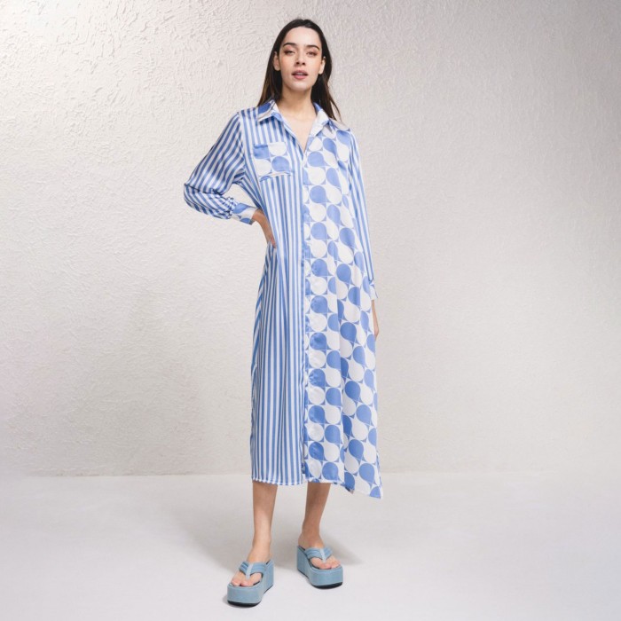 Printed Blue Midi Dress Printed Blue Midi Dress