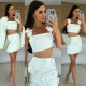 Floral Crop Top and Short Skirt Set Floral Crop Top and Short Skirt Set