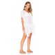 White Ladies Beach Cover with Pom Pom Trim White Ladies Beach Cover with Pom Pom Trim