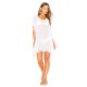White Ladies Beach Cover with Pom Pom Trim White Ladies Beach Cover with Pom Pom Trim