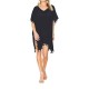 Black Ladies Beach Cover with Pom Pom Trim Black Ladies Beach Cover with Pom Pom Trim