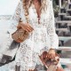 Romantic White Crochet Beach Cover