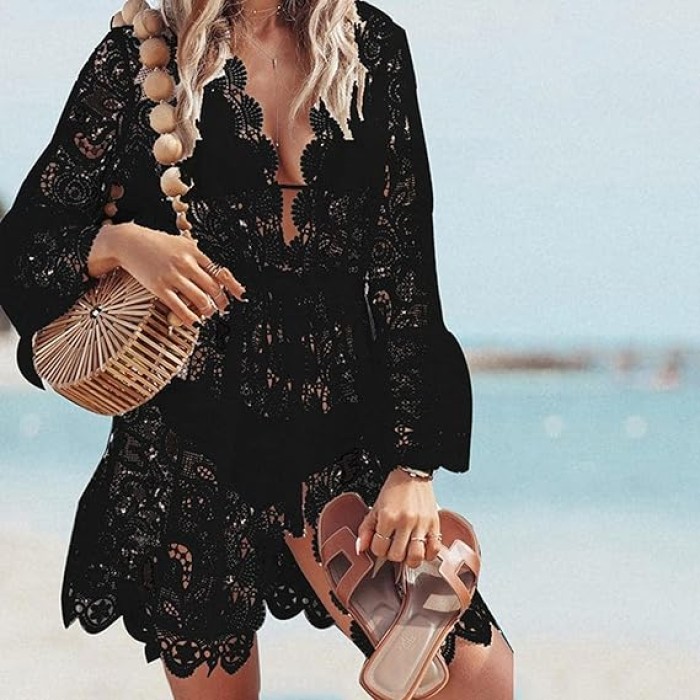 Romantic Crochet Beach Cover