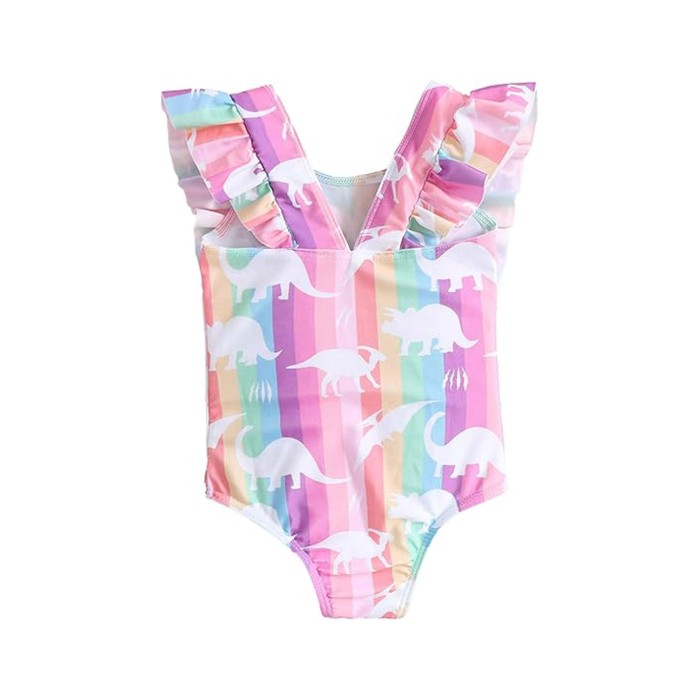 Rainbow Dino Ruffle Swimsuit Rainbow Dino Ruffle Swimsuit