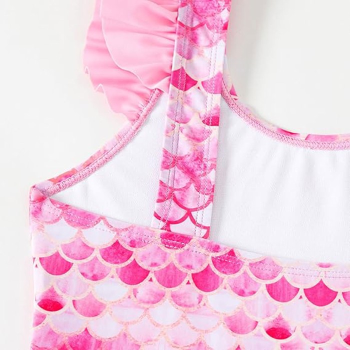 Pink Mermaid Print One Piece Swimsuit with Skirt Pink Mermaid Print One Piece Swimsuit with Skirt
