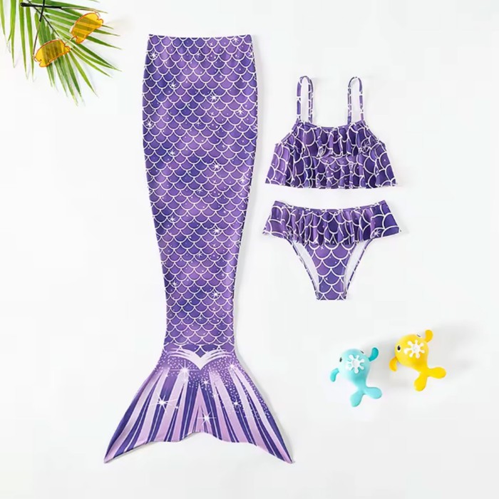 Purple Three Piece Mermaid Swimsuit Purple Three Piece Mermaid Swimsuit