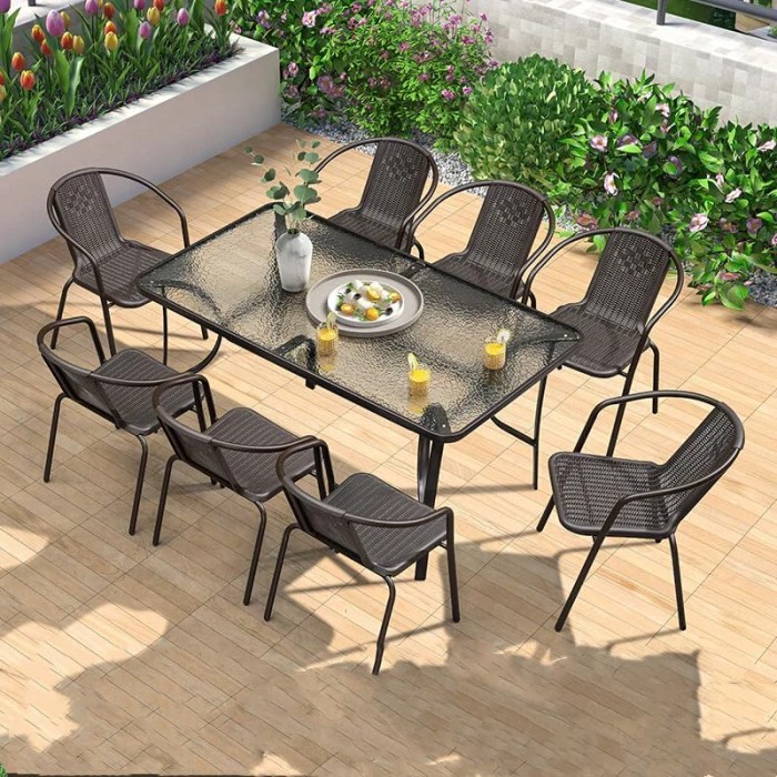 Outdoor Nine Pieces Table Set Outdoor Nine Pieces Table Set