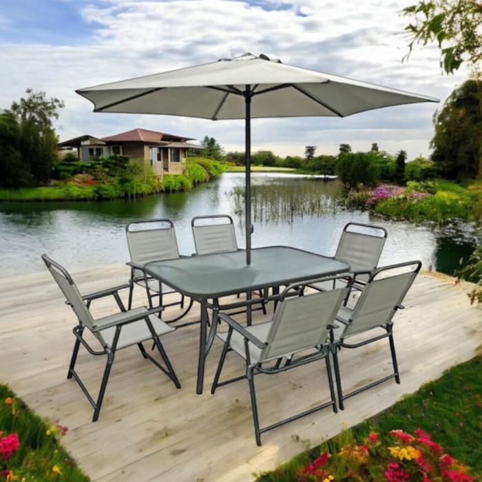 Outdoor Comfort Eight Piece Table Set Outdoor Comfort Eight Piece Table Set