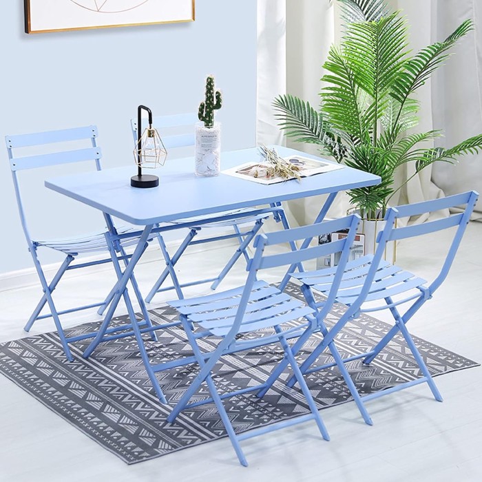 Outdoor Blue Aluminum Dining Set Outdoor Blue Aluminum Dining Set