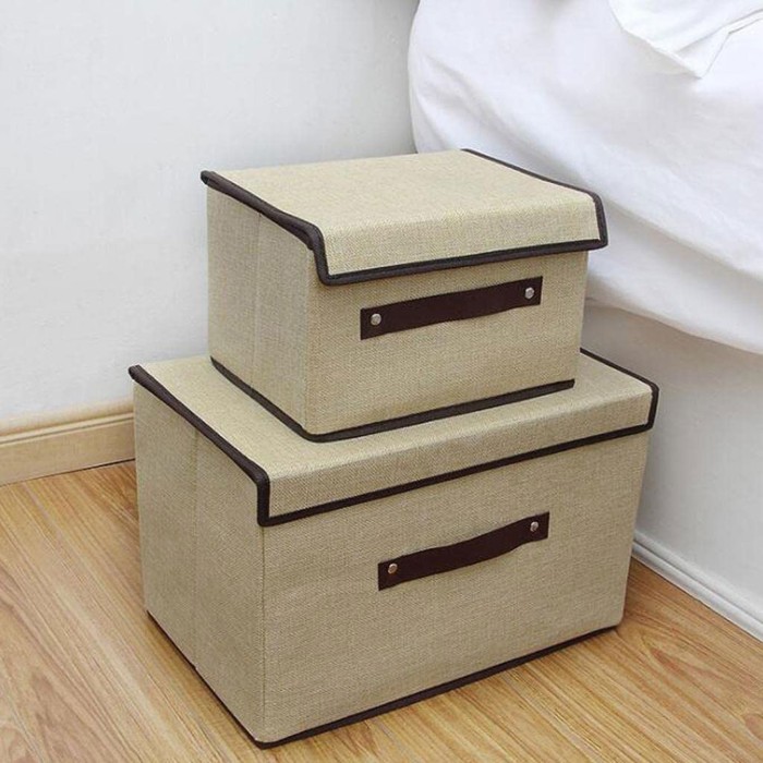 Beige Storage Boxes Set of Two Beige Storage Boxes Set of Two