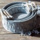 Grey Woven Round Storage Box with Wooden Handles Grey Woven Round Storage Box with Wooden Handles