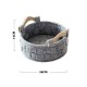 Grey Woven Round Storage Box with Wooden Handles Grey Woven Round Storage Box with Wooden Handles