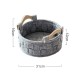 Grey Woven Round Storage Box with Wooden Handles Grey Woven Round Storage Box with Wooden Handles