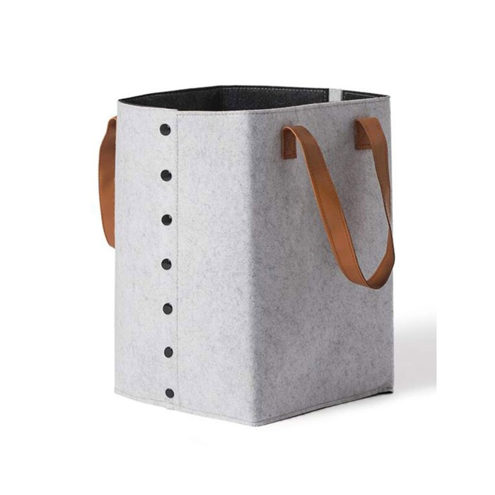 Stylish Storage Basket with Leather Handle Stylish Storage Basket with Leather Handle