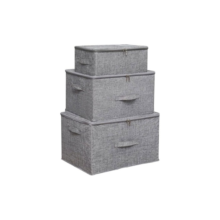 Grey Storage Box with Zipper Grey Storage Box with Zipper