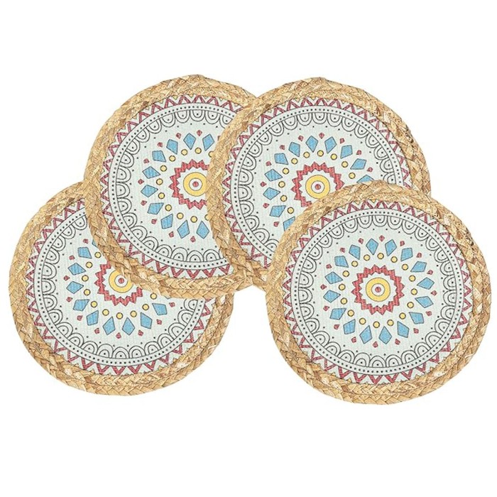 Colorful Printed Round Woven Placemat Colorful Printed Round Woven Placemat