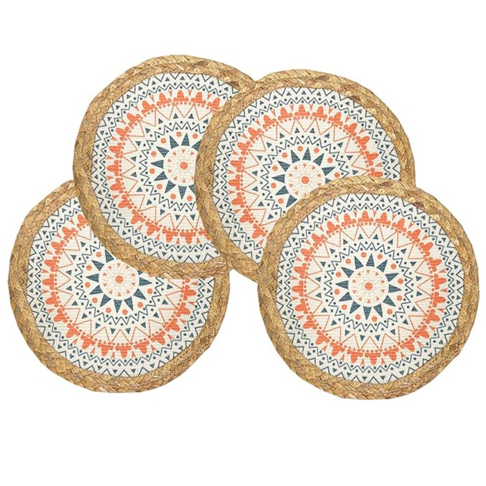 Colorful Printed Round Woven Placemat Colorful Printed Round Woven Placemat