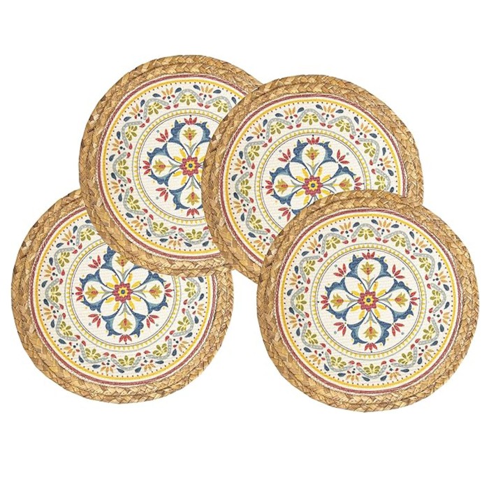 Colorful Printed Round Woven Placemat Colorful Printed Round Woven Placemat